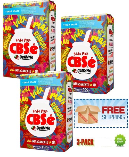3 -Pack) Yerba Mate CBSE Guarana Energy 500gr each. Ship from USA